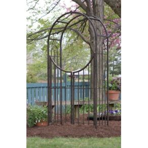 Arched Top Arbour With Gate, Black