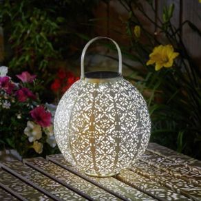 Damasque Solar Lantern - Cream